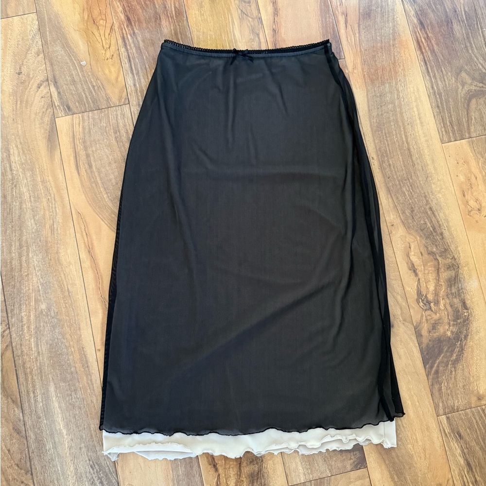 Urban Outfitters Black Mesh Two Layered Skirt